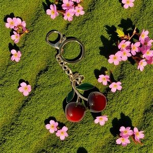 Cherry Keychain / Bag Charm with Gold Accents🍒 NWT
